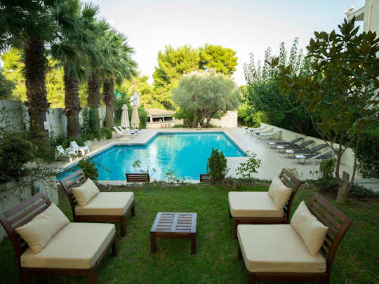 Myrto Hotel near Rafina Port - relaxing pool and gardens