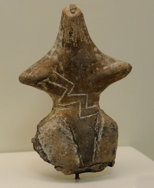 Neolithic figurine displayed at Heraklion Archaeological Museum (6000-3500 BC)