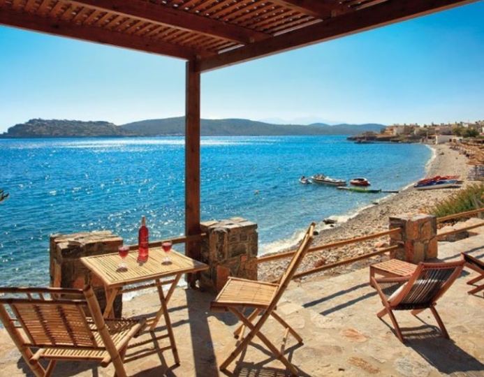 Plaka Beachside Cottages looking over to Spinalonga Island