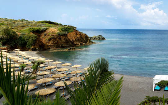 How about a massage on the private beach at Out of the Blue Resort, Agia Pelagia, Crete?