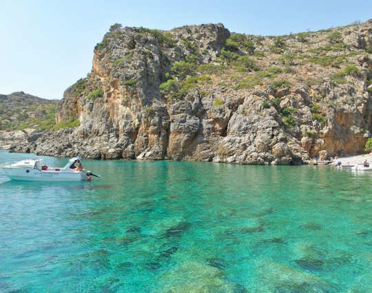 Palaiochora water taxi with Captain Manolis