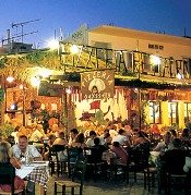 Outdoor dining on the courtyard, pizza taverna