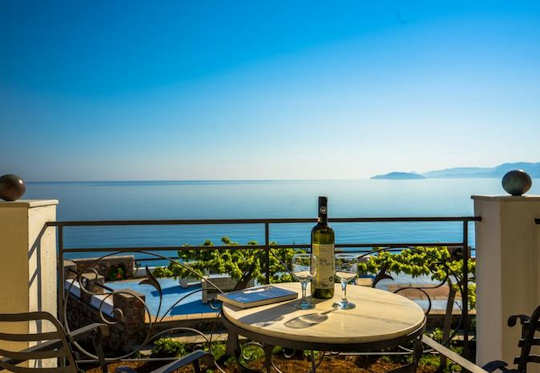 Panorama Villa expansive view over Mirabello Bay from the balcony