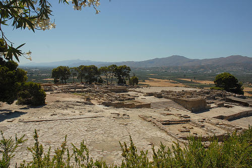 The archaeological site is located in the middle of the beautiful Messara Valley