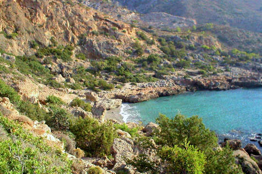 Small coves lie east and west of Palaiochora, Crete