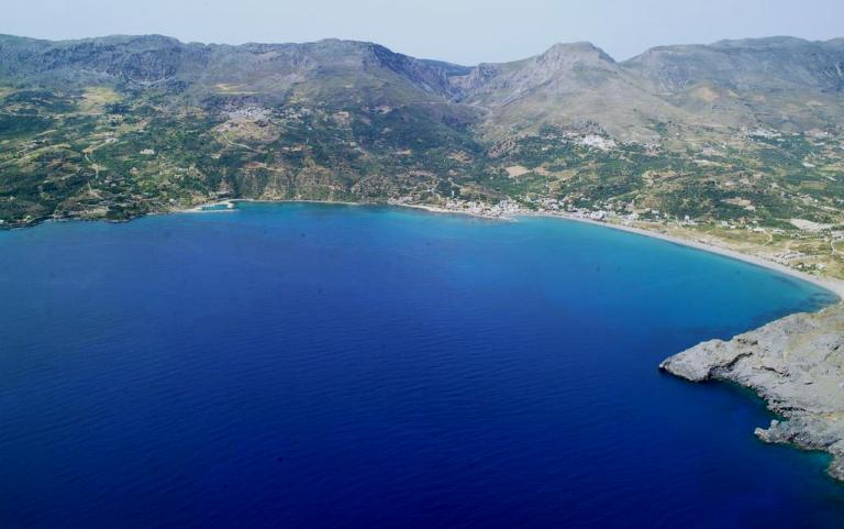 Plakias Beach sits on a wide bay