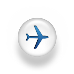 Blue and white aeroplane icon