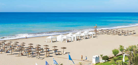 Rethymnon Beach in Crete - a blue flag sandy wide beach