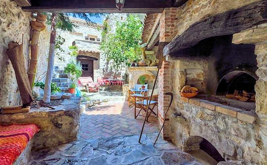 The courtyard of Meronas Eco House in Meronas Village, Rethymnon Crete