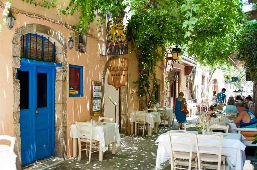 Rethymnon Old Town, a shady cafe, Crete