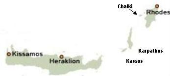 Crete to Karpathos to Rhodes Map