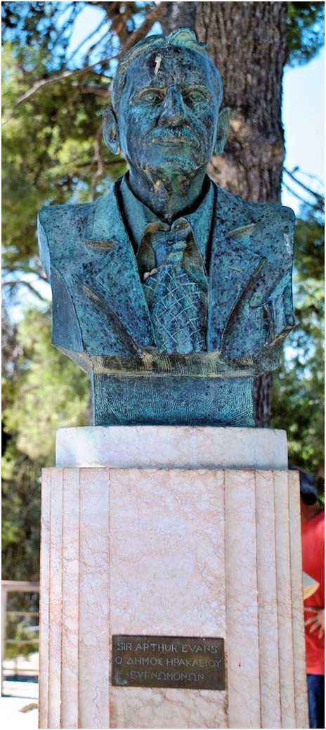 The bust of Sir Arthur Evans at Knossos Palace Archaeological Site, Heraklion, Crete