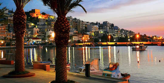 Sitia from the esplanade at dusk