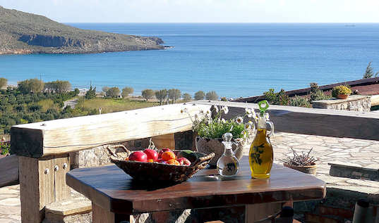Holidays to Crete - the view over Kato Zakros Beach from Terra Minoika Villas