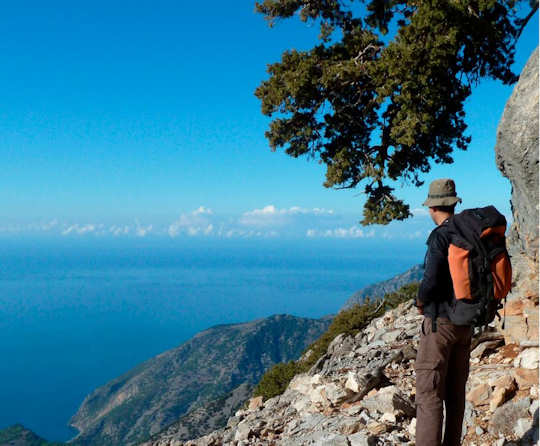 The Cretan Way View and Hiker