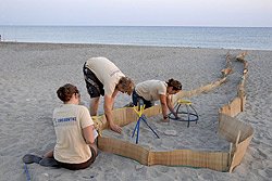 Archelon volunteers construct nesting protection