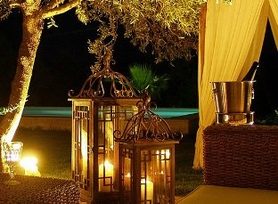 Luxury accommodation - night time on the balcony at Classical Spa Suites, Rethymnon