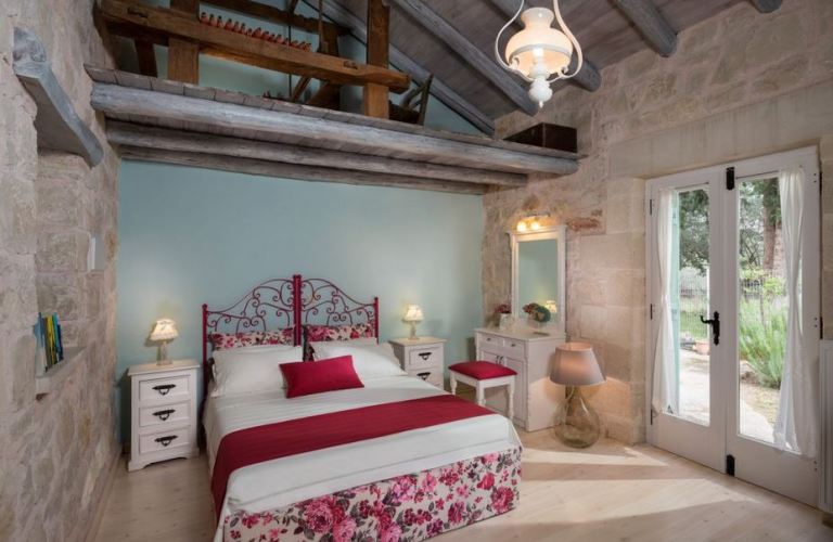 Bedroom in a tastefully decorated and beautifully restored traditional home on Crete